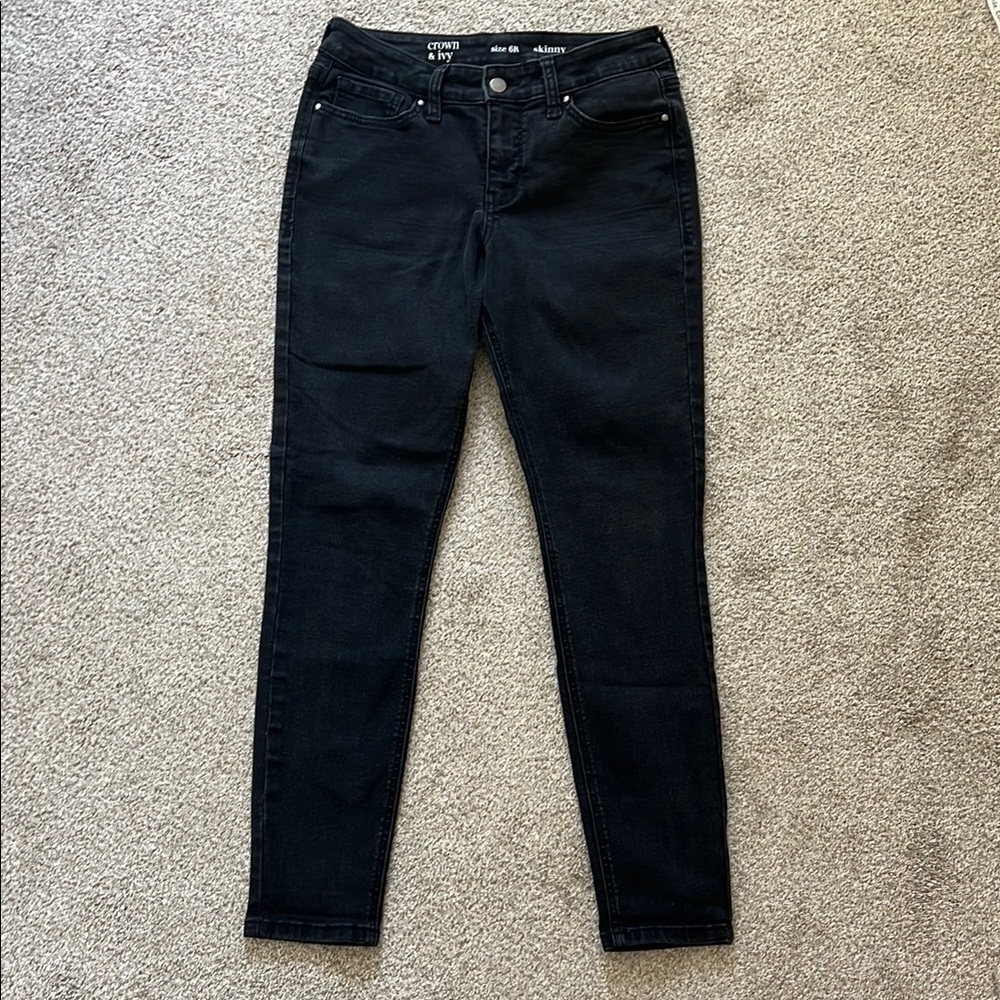 Crown & Ivy Black Skinny Jeans Stretch Fit